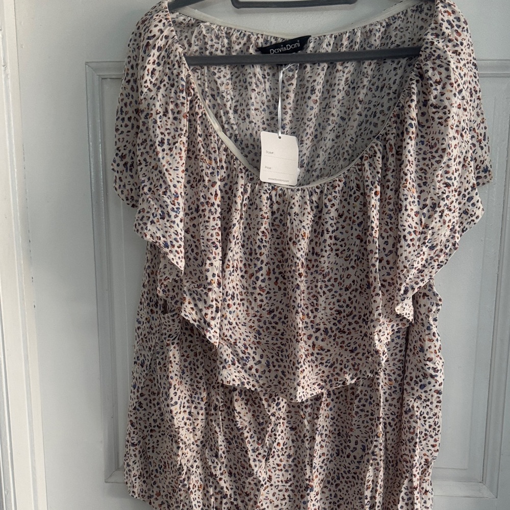 DAVI & DANI Leopard Print Blouse SZ 3X new‎ W tags